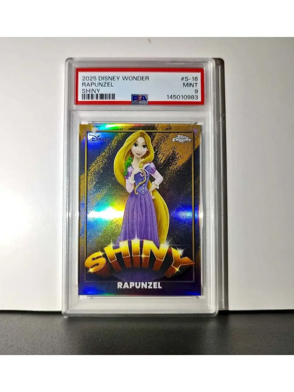 Rapunzel 2025 Topps Shiny Disney Wonder #S-16 Card Tangled PSA 9